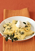 Pineapple carpaccio with lemon cream