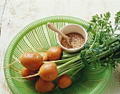 Still life with carrots and sesame