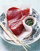 Tuna steak and herb marinade