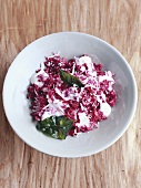 Yoghurt with beetroot and coconut (India)