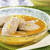 Buckwheat dumplings in apricot soup