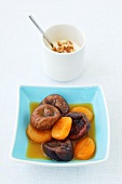 Dried fruit compote (figs, apricots) and yoghurt