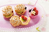 Profiteroles with fruit salad