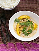 Coconut fish curry with mint and rice
