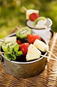 Fruit skewers for a picnic