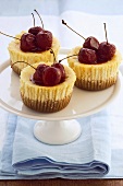 Mini ricotta cheesecakes with cherries