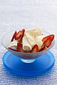 Coconut lime ice cream with strawberries
