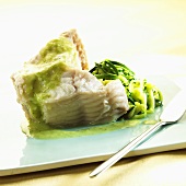 Sea bass with courgette and vanilla sauce