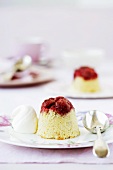 Raspberry pudding with cream