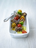 Grilled lamb and tomato kebabs