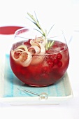 Apple punch with rhubarb and redcurrants