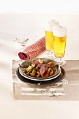 Lamb fillet with leeks and apricots