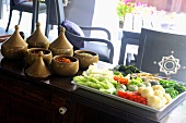 Vegetable platter with nam prik (Thai spice paste)