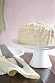 Cream cake on cake stand