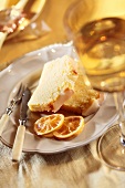 Two slices of iced lemon cake