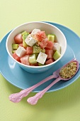 Melon and cucumber salad with sheep's cheese