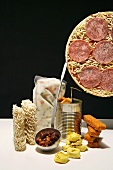 Assorted convenience foods (pizza, ravioli, fish fingers etc.)