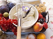 Whipped cream with berries and fruit