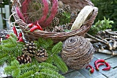 Materials for making Christmas wreaths