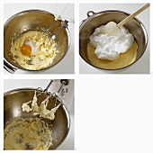 Beating egg yolks, sugar and egg whites