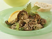 Oyster mushroom gratin with garlic and parsley