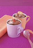 Chocolate mousse in coloured mugs