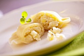 Pasta parcel filled with cottage cheese