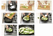 Frying asparagus