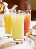Fresh fruit juices in glasses