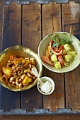 Potato & coconut curry and bean & potato curry