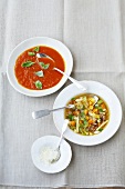 Tomatensuppe und Minestrone