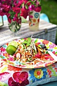 Vegetable salad with lime and peanuts for a picnic