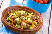 Meatballs with courgettes and carrots in tajine