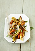 Roasted vegetables with cinnamon vinaigrette