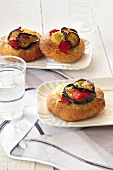 Wholemeal focaccia topped with grilled vegetables