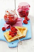 Strawberry jam and toast