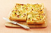 Leek and goat's cheese puff pastry tart
