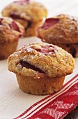 Several strawberry muffins