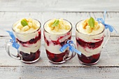 Mascarpone and berry dessert with biscuits