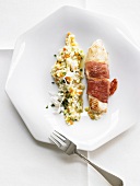 Ham-wrapped fillet of plaice with risotto rice
