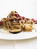 Tagliatelle with cep and radicchio sauce