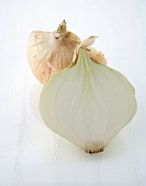 An onion, halved