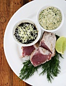 Tuna with herb dip
