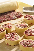 Pastry pinwheels with mince filling