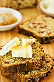 Cranberry nut bread with cheese and honey