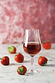 Strawberry wine in glass