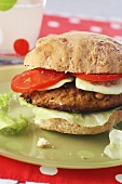 Hamburger with tomato and cucumber