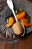 Chocolate mouse with Japanese persimmons