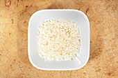 Fragrant rice in dish from above