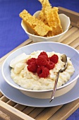 Rice pudding with raspberries